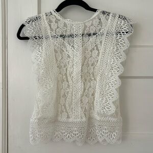 Zara White Lace Zip Up Top Size XS